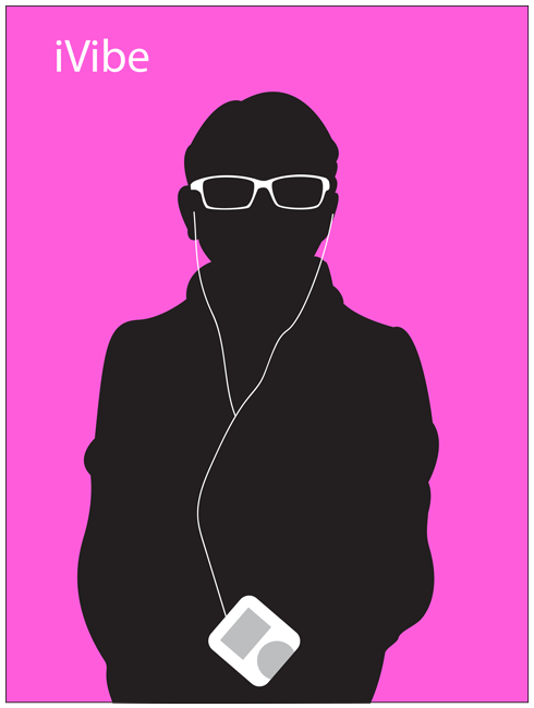 iPod silhouette ad with hot pink background